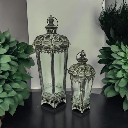 61/40CM SET 2 METAL GARDEN LANTERNS
