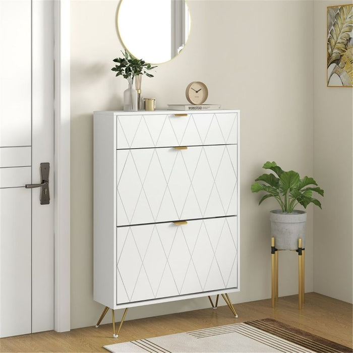 Shoe Storage Cabinet - White 76L x 24W x 117Hcm