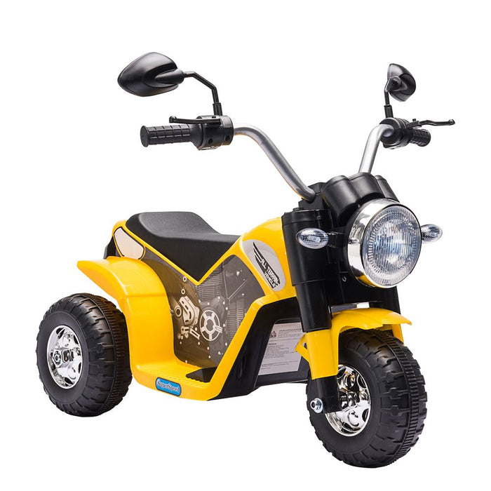 HOMCOM 6V Kids Electric Motorbike 3 Wheels Ride On Toy with Horn Headlights Realistic Sounds for Girl Boy 18-36 Months Yellow