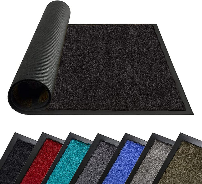 Wash & Clean 40x60 BLACK Non Slip Doormat - High Quality, Durable & Anti Skid Rug for Home, Garden, Kitchen & Bedroom