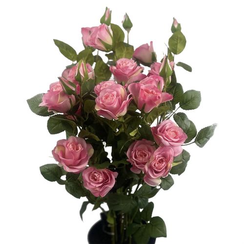 60cm  Rose Bush Premium Pink Silk Flowers and Leaves
