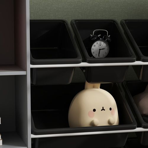 AIYAPLAY Toy Storage Unit with 8 Removable Bins, Storage Shelves, Cabinet