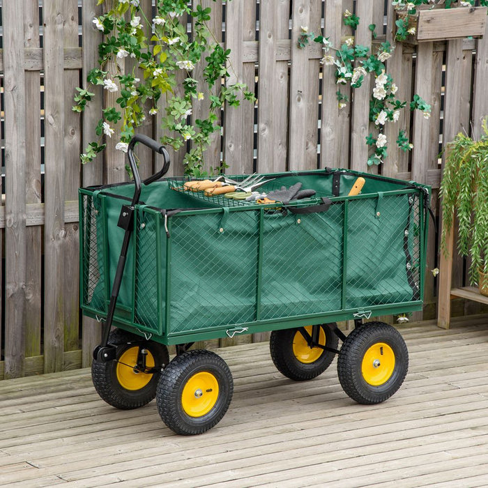 High-Quality 4-Wheel Garden Cart Truck - Green Trailer for Heavy Loads