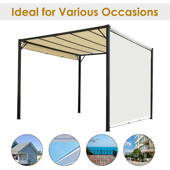 Premium 3x3m Metal Pergola w/ Retractable Canopy - UV Resistant, Cream