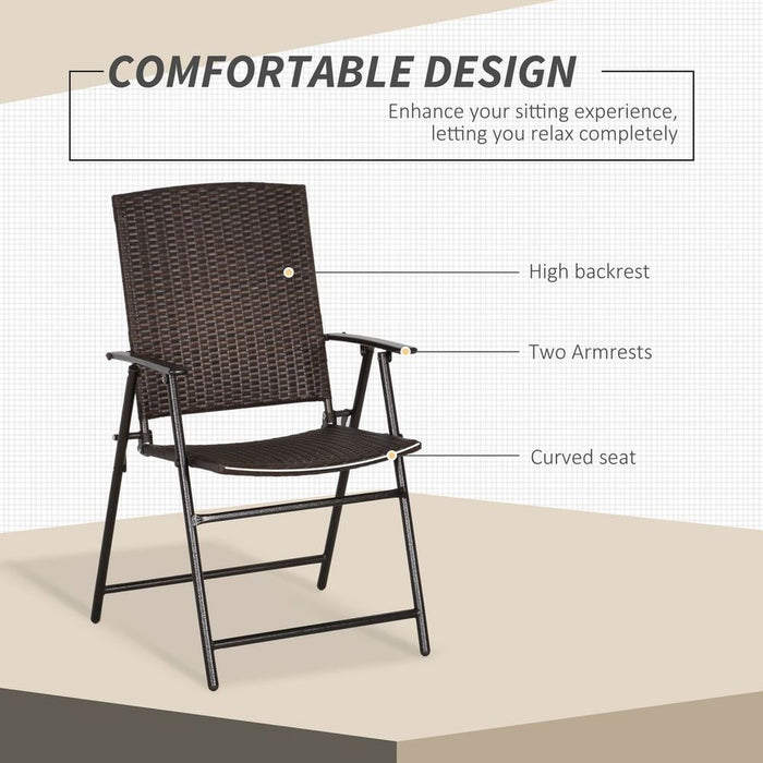 Outsunny Foldable Rattan Chairs - Weather-Resistant Garden Furniture