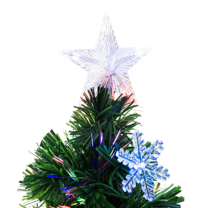 4FT Green Fibre Optic Artificial Christmas Tree LED Snowflakes Fireproofing