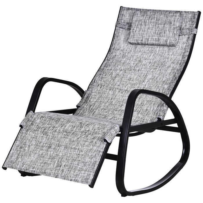 Premium Zero Gravity Rocking Patio Chair w/ Pillow Grey - Ultimate Comfort & Style - Professional Quality