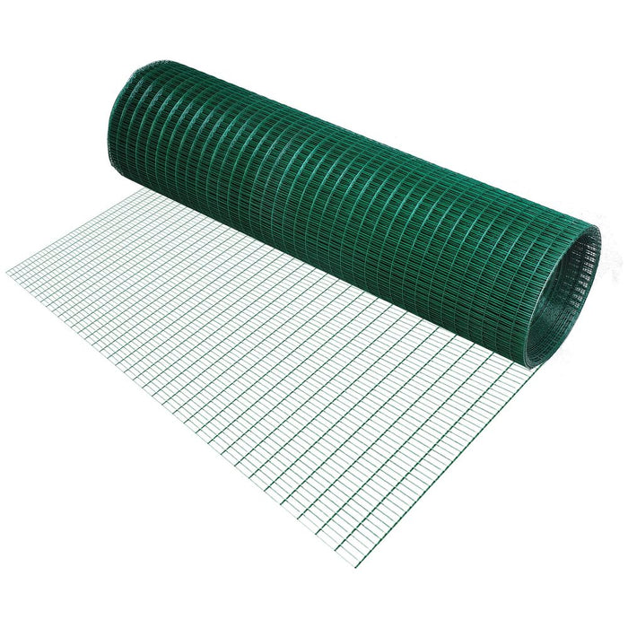 Pawhut PVC Coated Welded Wire Mesh Fencing Chicken Poultry Aviary Fence Run Hutch Pet Rabbit 30m Dark Green