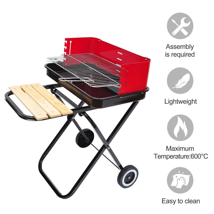 Portable Folding Charcoal BBQ Grill | Red & Black | High Quality & Easy to Transport