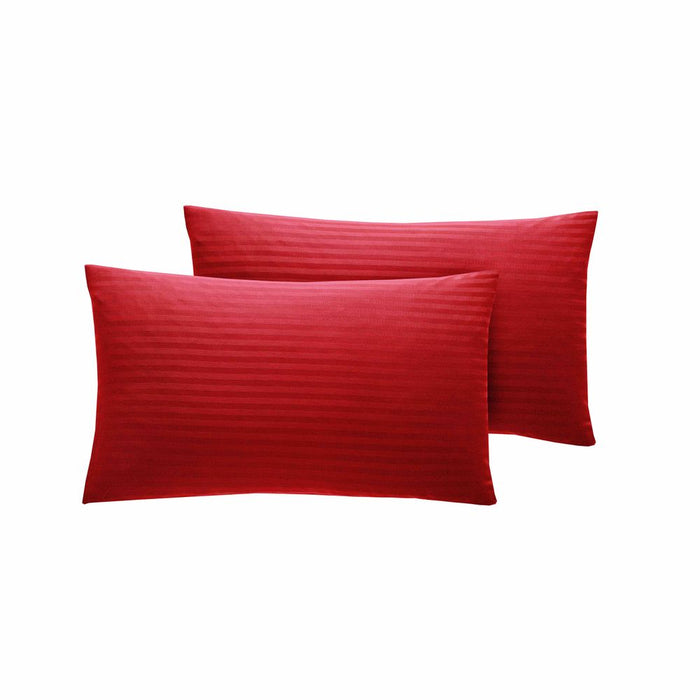 Premium 300 TC Maroon Cotton Sateen Stripe Pillowcase Pair