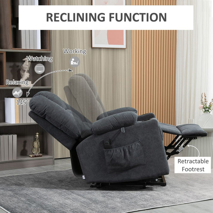 Grey Riser & Recliner Chair w/ Remote - Lift Chair for Elderly, Comfortable & Sturdy - Oversized Design, Easy-to-Use