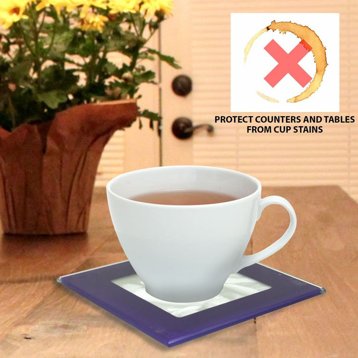 High-quality 6Pc Colored Glass Photo Coaster Set - Protect Furniture, Show off Photos - AS-28542