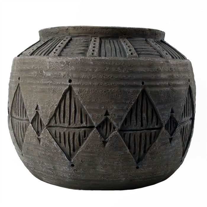 Large Grey Gliese Diamond Planter - 26cm x 36cm - Best Quality Fibreglass Composite - Rustic Style