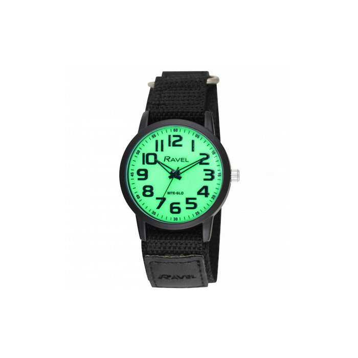 Ravel Mens Nite Glo Velcro Strap Watch - Bold Arabic Dial. High Quality. R1601.64.NG