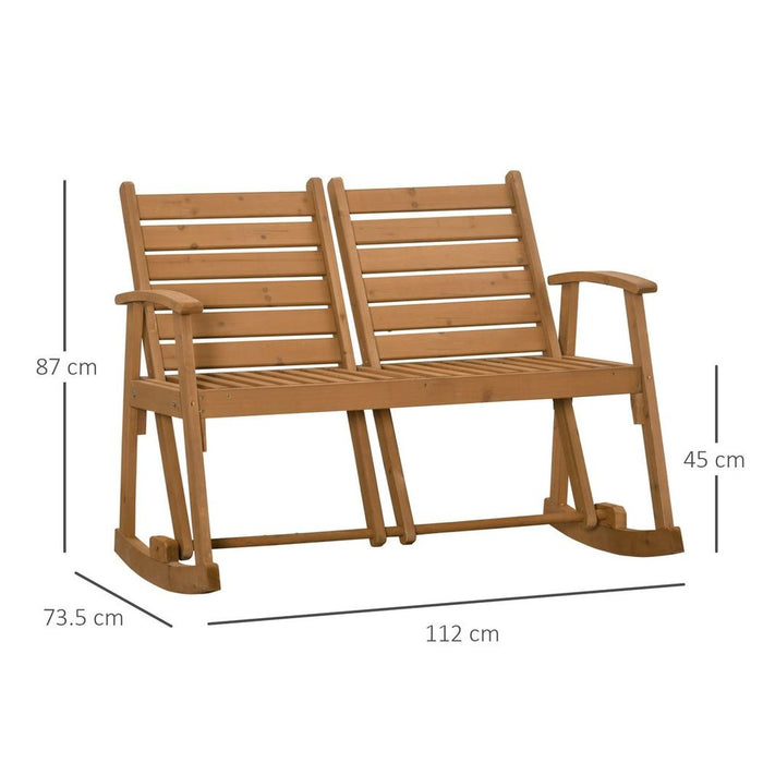 Wooden Garden Rocking Bench with Separately Adjustable Backrests