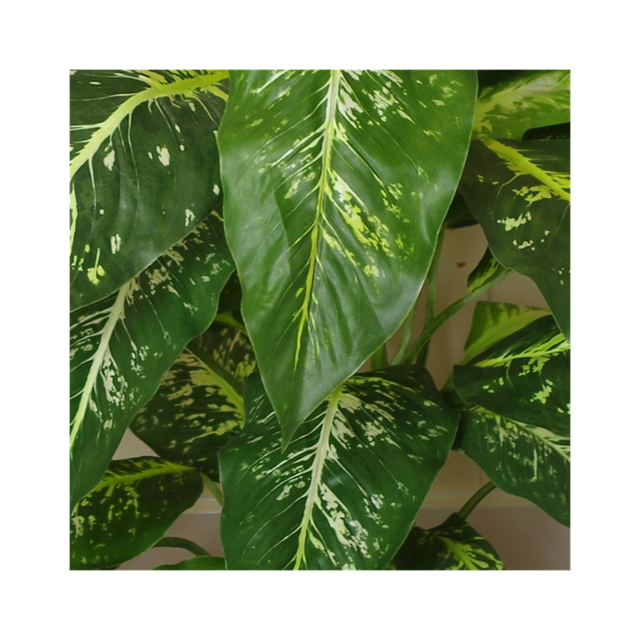 100cm Large Fox's Aglaonema (Spotted Evergreen) Tree Artificial Plant with Gold Metal Planter