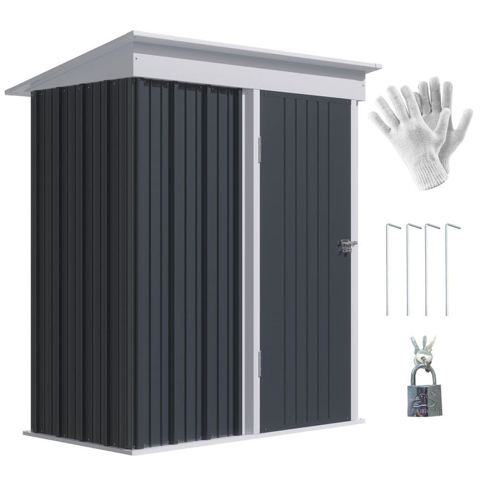 Compact Steel Bike Shed, Lockable Lean-to Design, Adjustable Shelf, 5x3