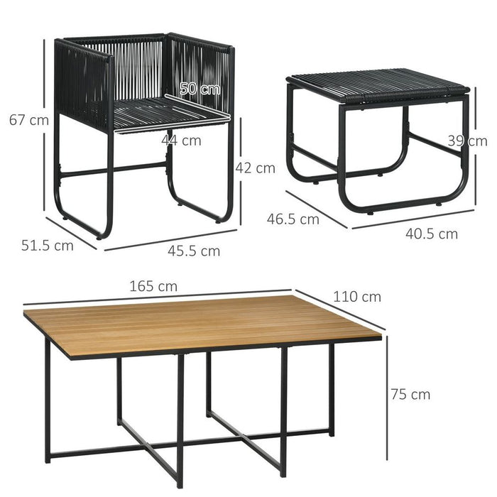 11-PC Rattan Dining Set, 10-seater | Space-Saving Design | High-Quality Materials