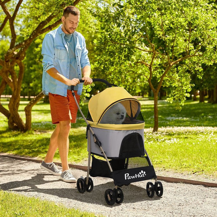 PawHut 3 In 1 Detachable Pet Stroller - Yellow