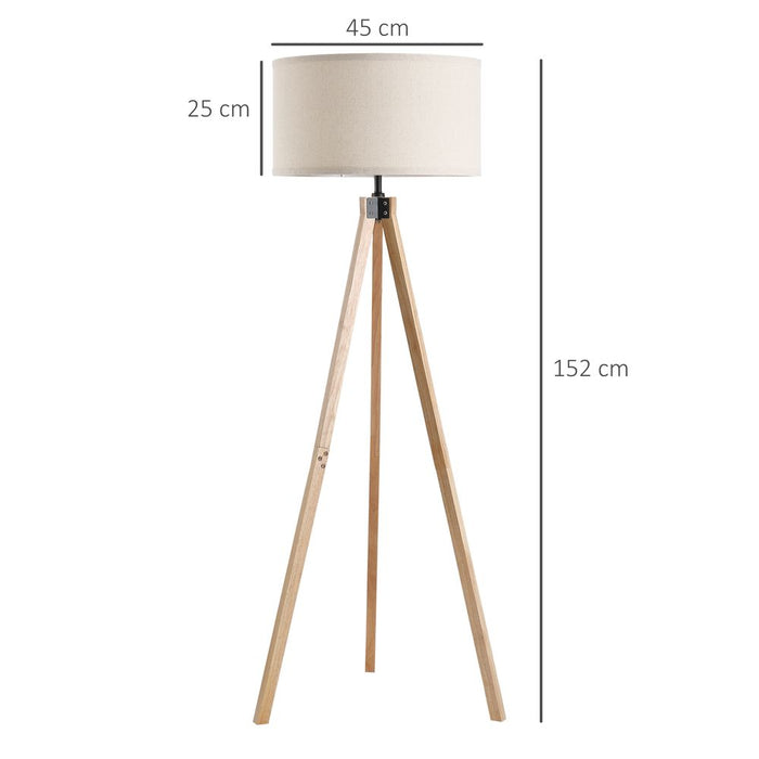 Beige Rubber Wood Tripod Floor Lamp - Professional Grade, High Quality & Stylish Home Decor & Lighting Solution