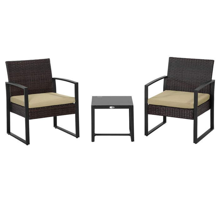 High-quality 3Pc Rattan Bistro Set - Patio Sofa Coffee Table & Chairs - Weather-resistant