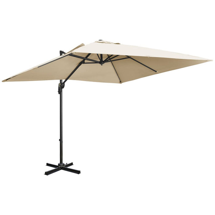 Premium 2.7m Cantilever Parasol Umbrella - High-Quality & Stylish White - Crank Handle, Foot Pedal Rotation - Perfect for Garden