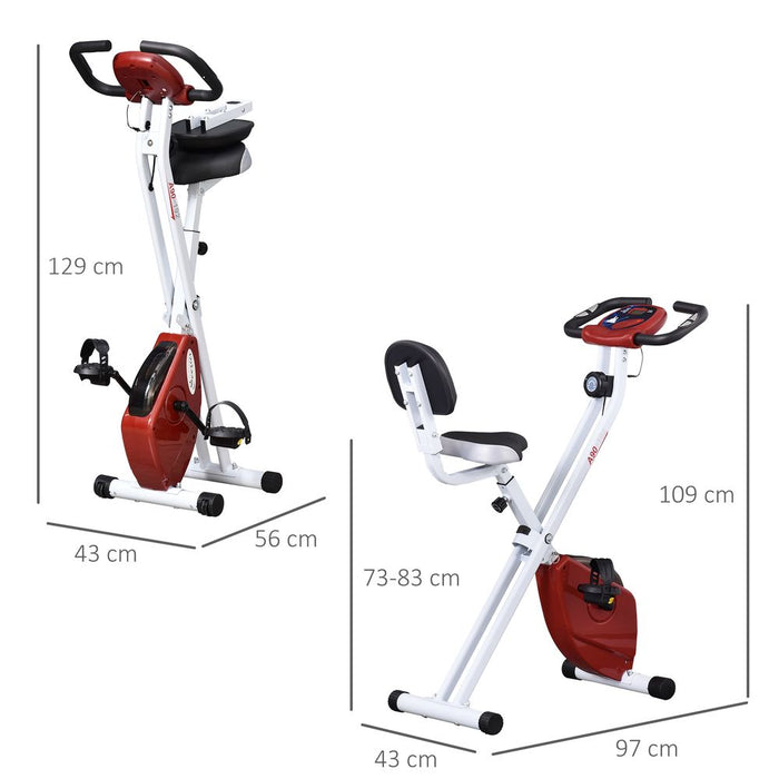 Magnetic Exercise Bike | Foldable & Adjustable | LCD Monitor | Red HOMCOM