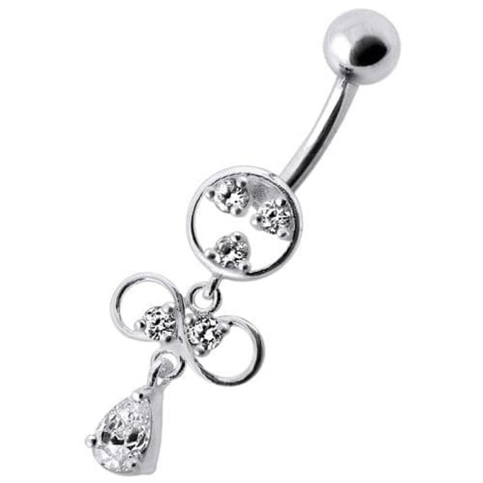 Fancy CZ Jeweled infinity logo Dangling Belly Navel Ring