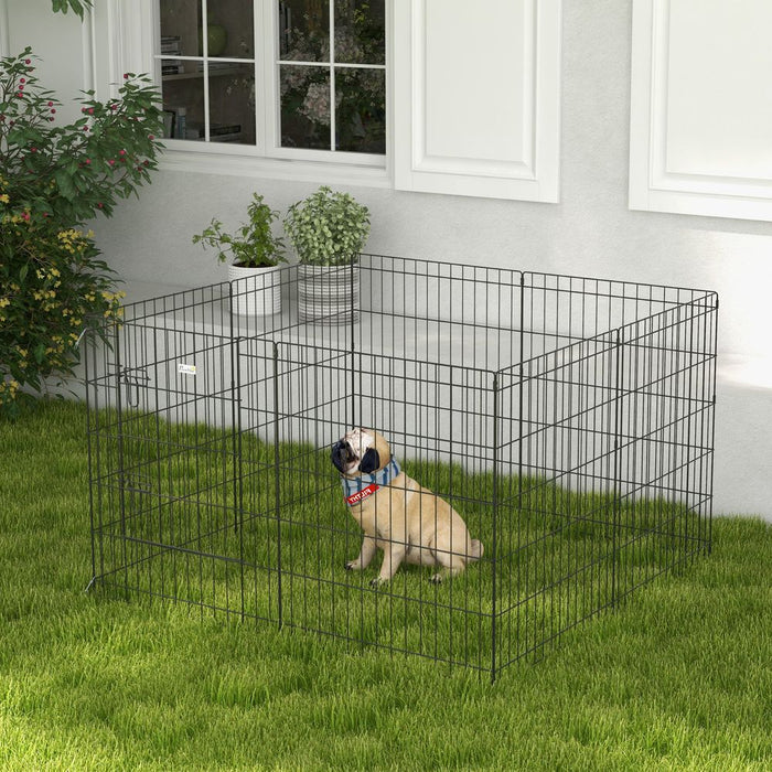 PawHut 8 Panel DIY Dog Pen with Door for Indoor/Outdoor Use, 76cm High