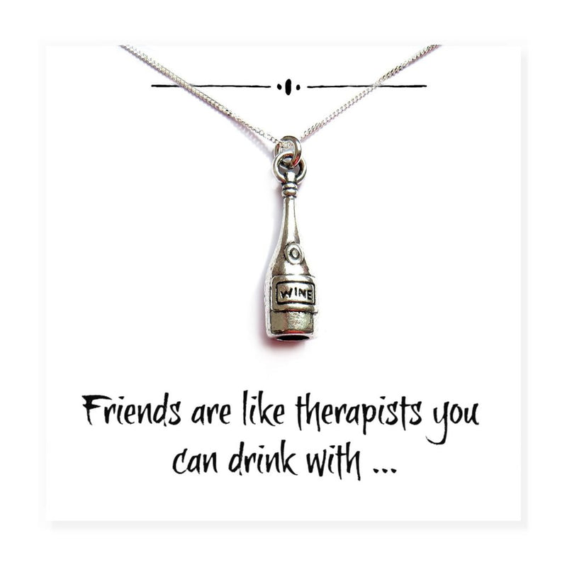 Funny Wine Bottle Charm Necklace - Perfect Gift for Friends