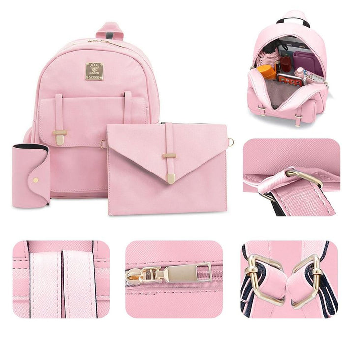 Aquarius Women PU Leather 3pcs Set - Pink Shoulder Bag, Clutch & Card Holder