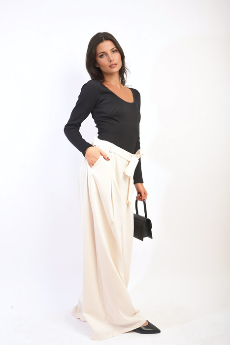 Clara High Waist Belted Wide Leg Trouser - Flattering, Chic, and Versatile Pants for Any Occasion