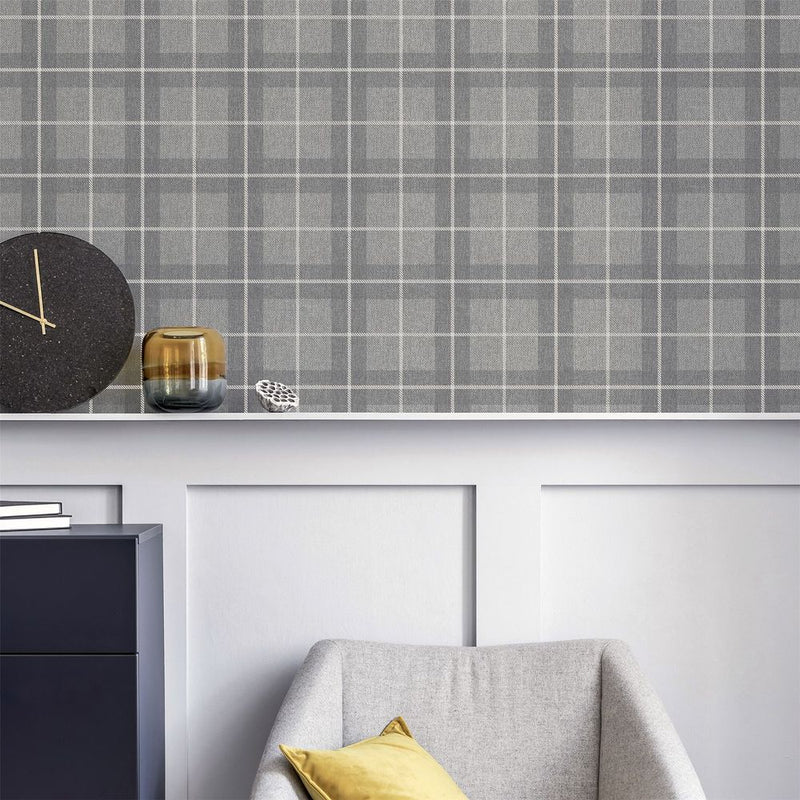 Premium Heritage Check Grey/Silver Scarf