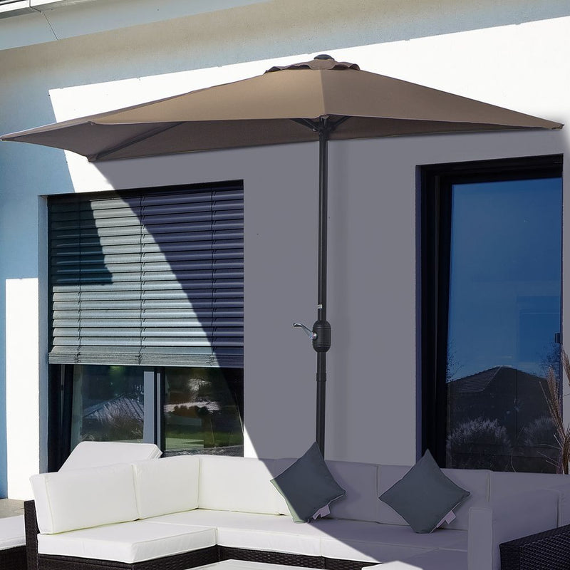 Outsunny 2.7m Metal Frame Garden Furniture Parasol Half Round Umbrella