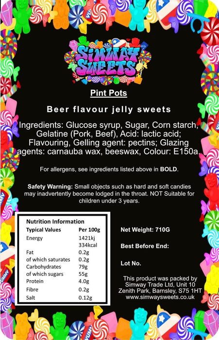 Pint Pots: Retro Jelly Beer Flavor Gummy Sweets - Best Quality, Gift-Ready Jar