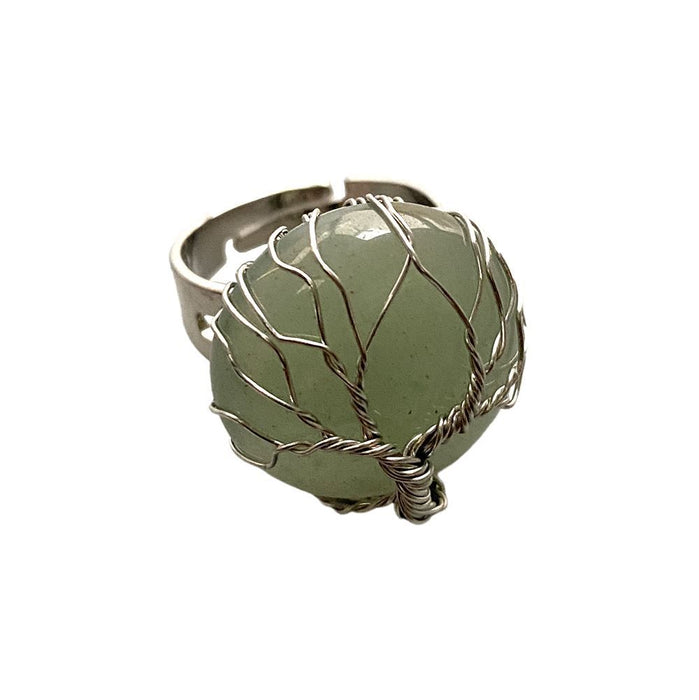 Elegant Tree of Life Ring, 2cm - Handcrafted Wire Wrap Jewelry with Natural Stone - Unique and Versatile!