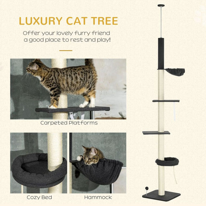 Purrfect Fit Adjustable Cat Tree, Climb & Play - Black