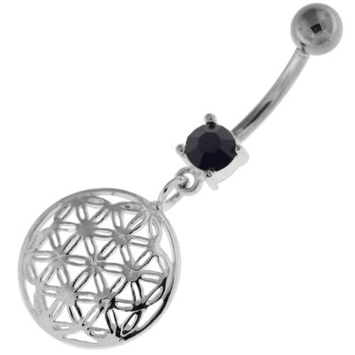 Dangling Flower of Life Navel Belly Button Bar