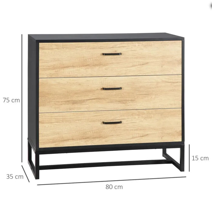 Chest of Drawers 3-Drawer Storage Organiser with Handles Bedroom Living Room