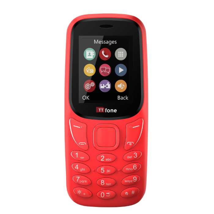 TTfone TT170 Red Dual SIM | USB Cable | O2 Pay As You Go | Unlocked | Emergency Use