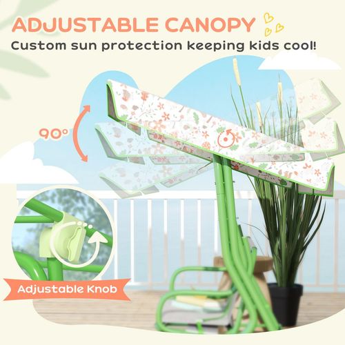 AIYAPLAY Kids Garden Swing Chair, Swing Seat with Adjustable Canopy, Green