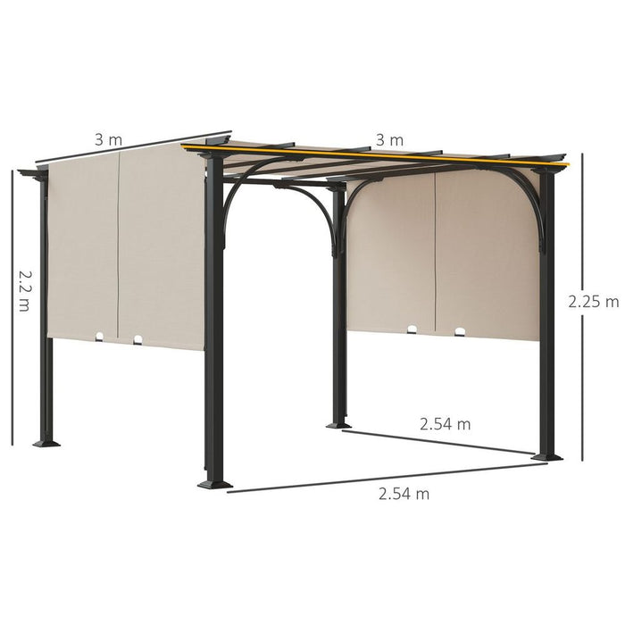 Outsunny Retractable Pergola Sun Shade Canopy - Reliable, Sturdy, and Stylish Outdoor Shelter