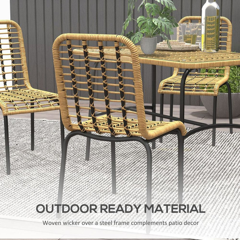 High-Quality Outsunny 4-Seater Rattan Garden Furniture Set - Tempered Glass Tabletop, Durable & Stylish - Buy with Confidence!