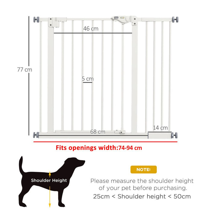 Premium Adjustable Pet Safety Gate | Secure & Easy Install | Durable Metal Frame+Extensions | White