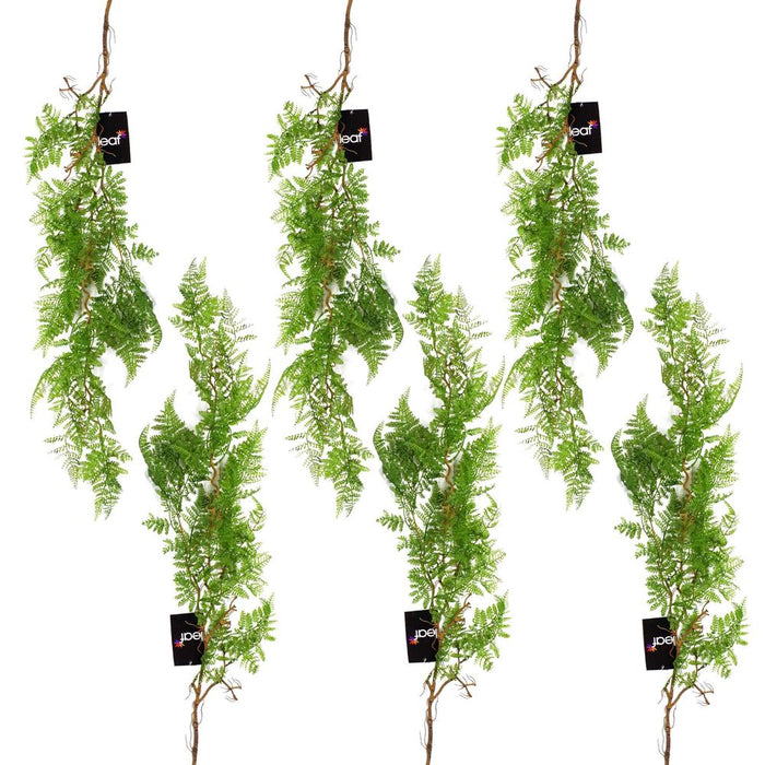 High-Quality 100cm Dark Green Artificial Hanging Fern - Pack of 6