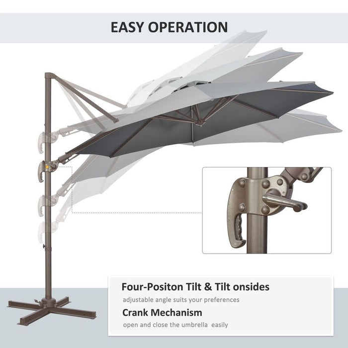 3(m) Cantilever Parasol 360° Rotation Roma Umbrella Grey