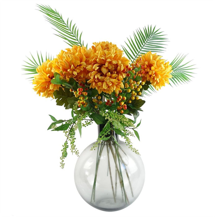 Premium Silk Chrysanthemum - Vibrant Orange - 75cm