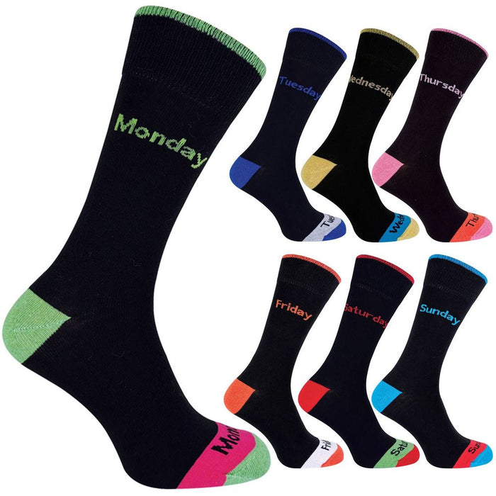 7 Pairs Mens 7 Days of the Week Socks