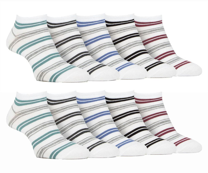 Farah - 10 Pack Mens Bamboo Plain Trainer Socks