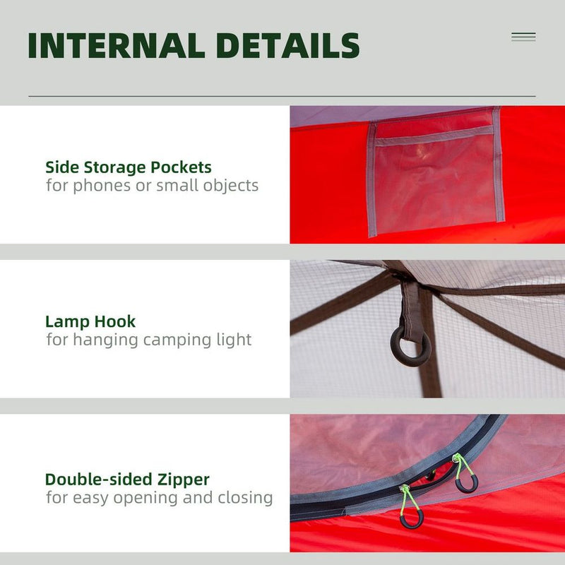 Camping Tent Compact 2 Person Dome Tent for Hiking & Garden - Dark Grey